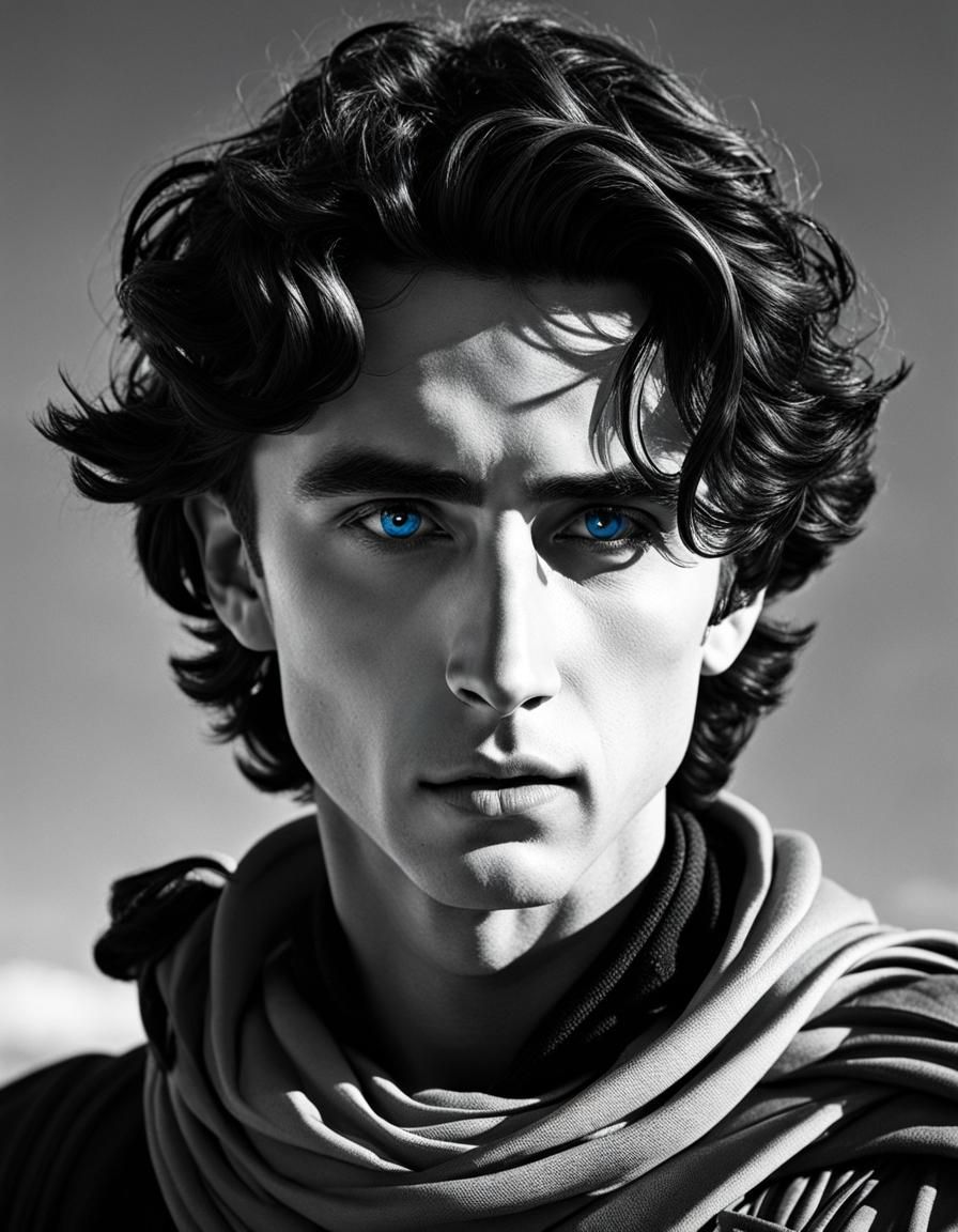 Monochrome Splash Art: Timothee Chalamet as Paul Atreides