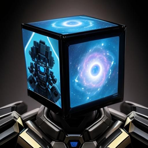 Cosmic Faceless Robot with Hypercube Head