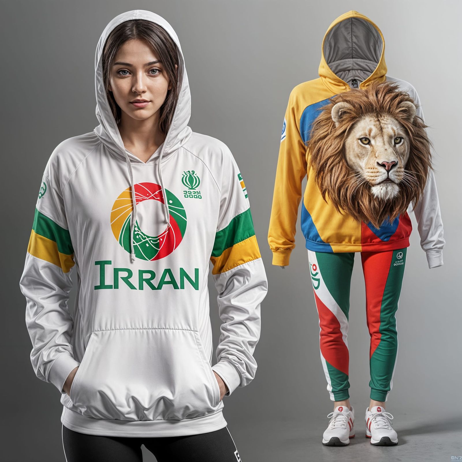 Iranian Olympic Sportswear: Lion and Sun in Anime Style