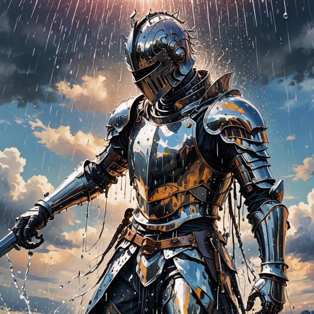 Melting Knight in Surreal Anime Style