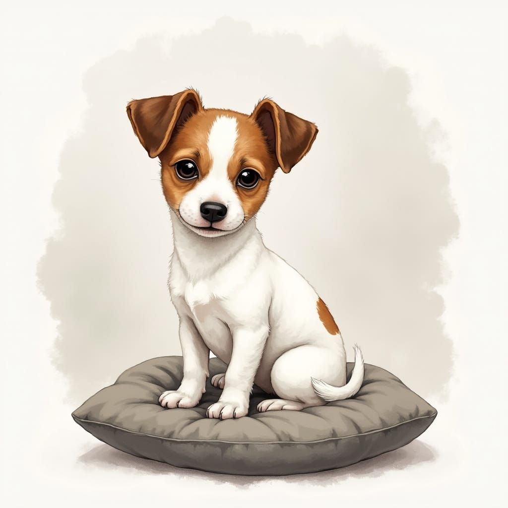 Whimsical Kawaii Jack Russell in Watercolor