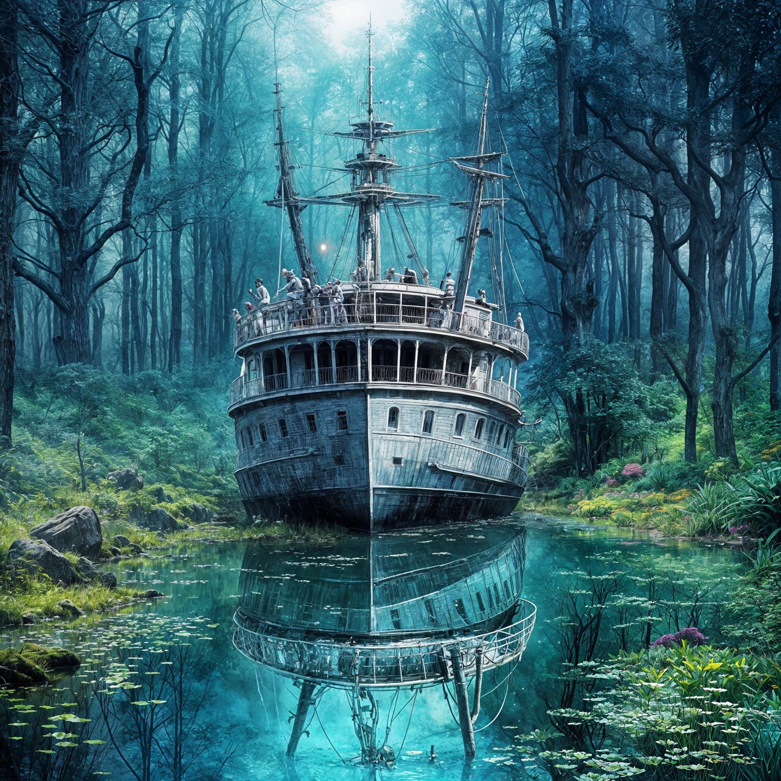 Surreal Double Exposure Landscape with Magical Atmosphere