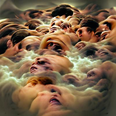 Whirlpool of Falling Faces: Infinite Crowd