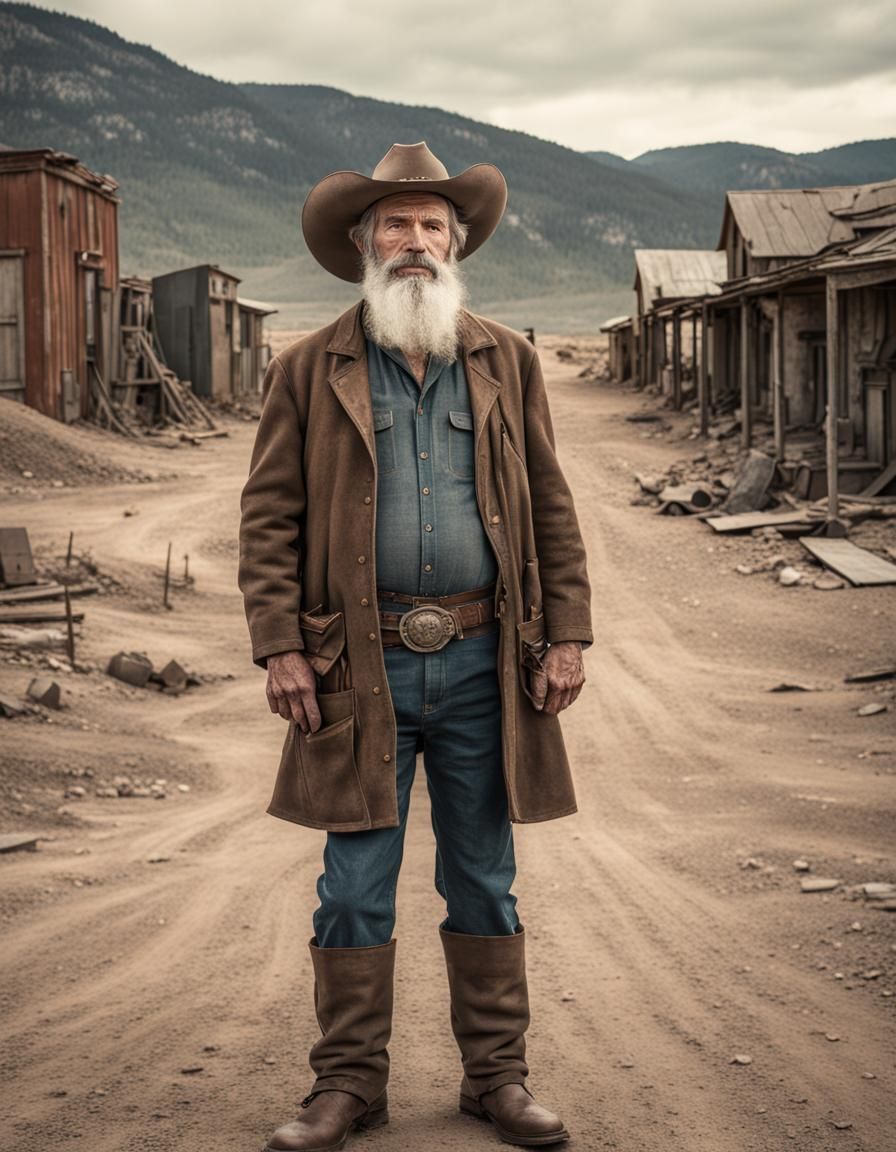 Old Cowboy in Abandoned Town, Book Cover Art
