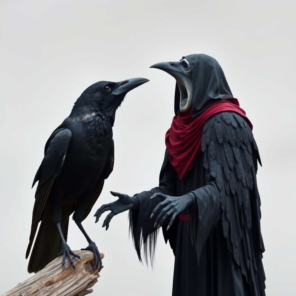 Scarecrow and Crow Engage in Conversation