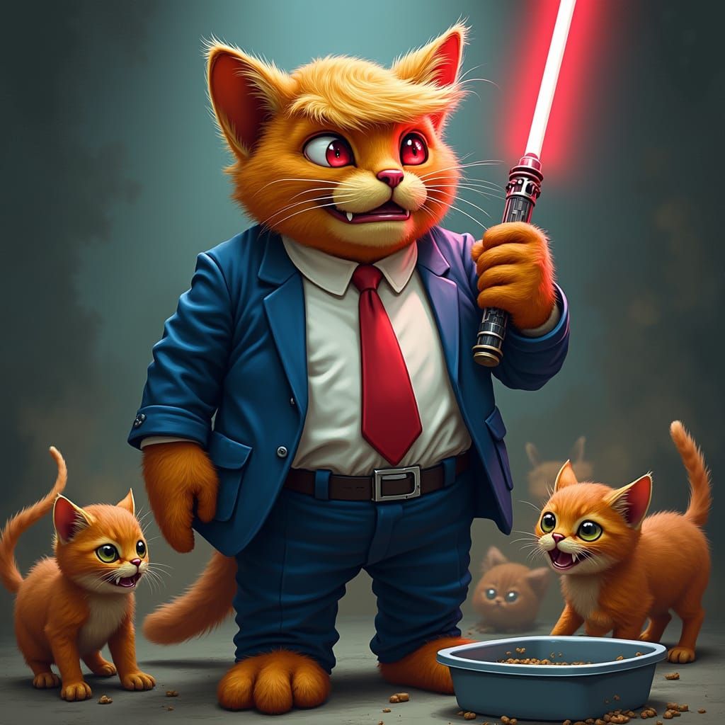 Donald Trump as a Menacing Feline Overlord