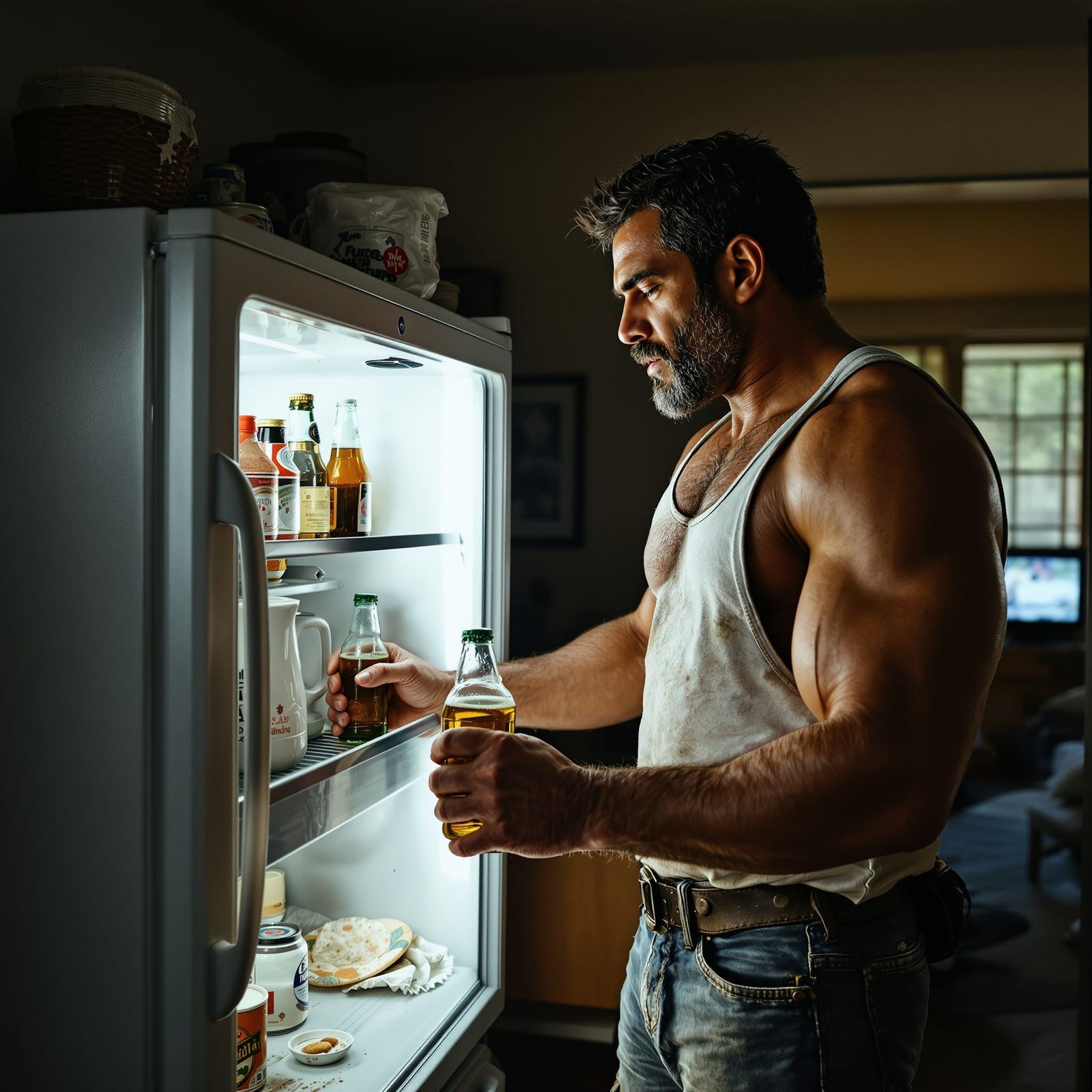 Hyperrealistic Plumber After Work as Digital Matte Painting