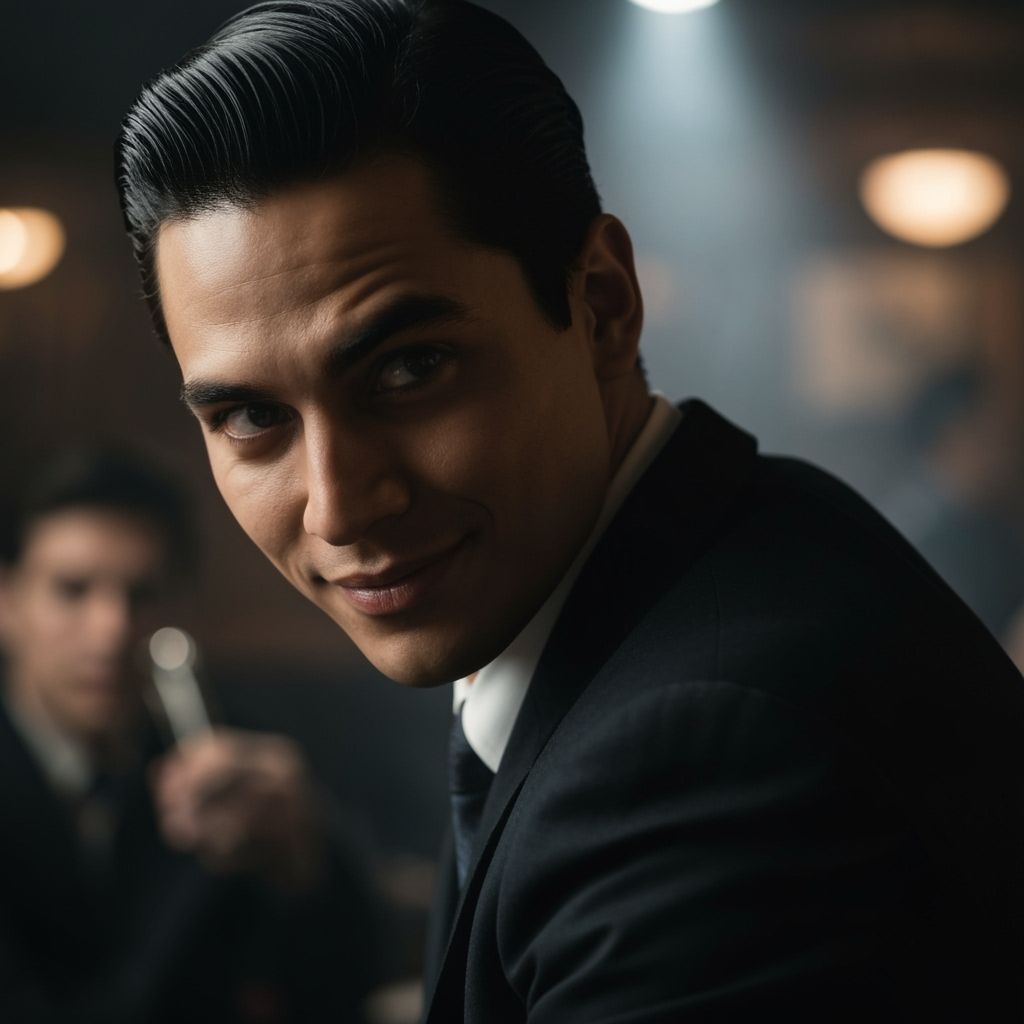 Noir Portrait of a Mysterious Man in Jazz Club