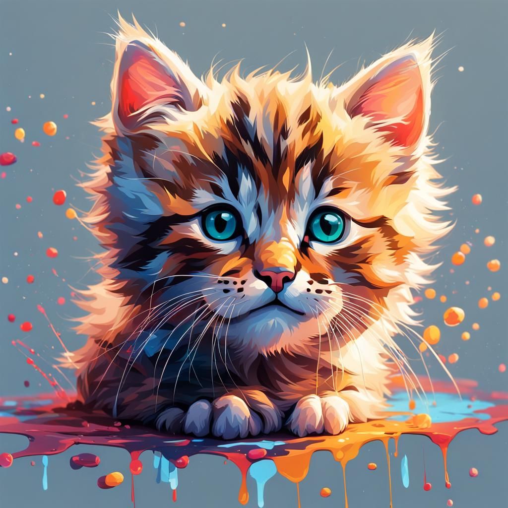 Hyperrealistic Kitty Cat Splash Art
