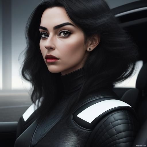 Futuristic Black Car in Hyperrealistic Portrait