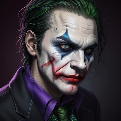 Hyperrealistic Joker Portrait with Colorful Accents