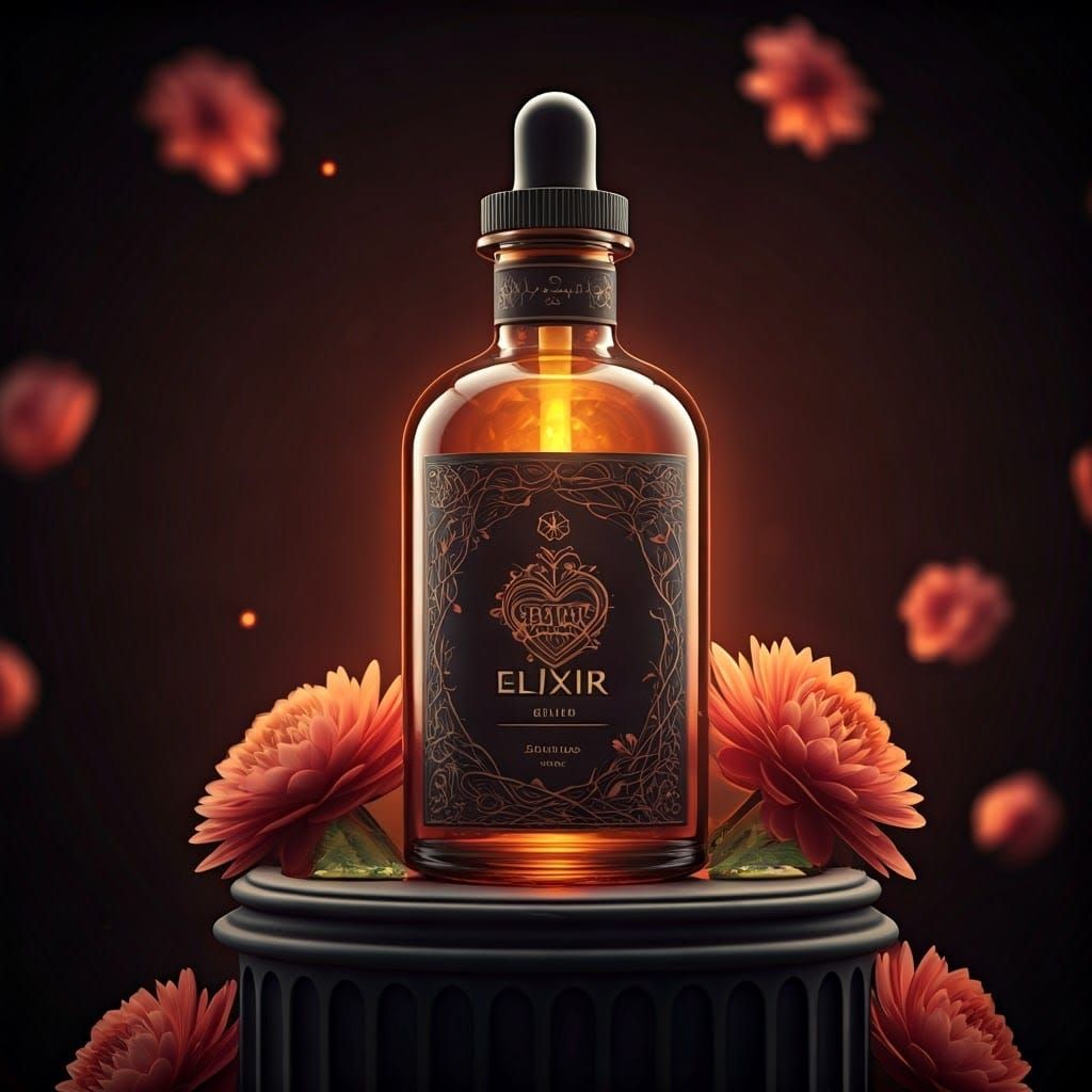 Elegant Bottle of Mother's Love Elixir in Soft Focus