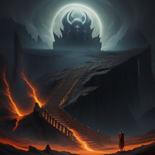 Angel Between Heaven and Hell in Surreal Digital Art