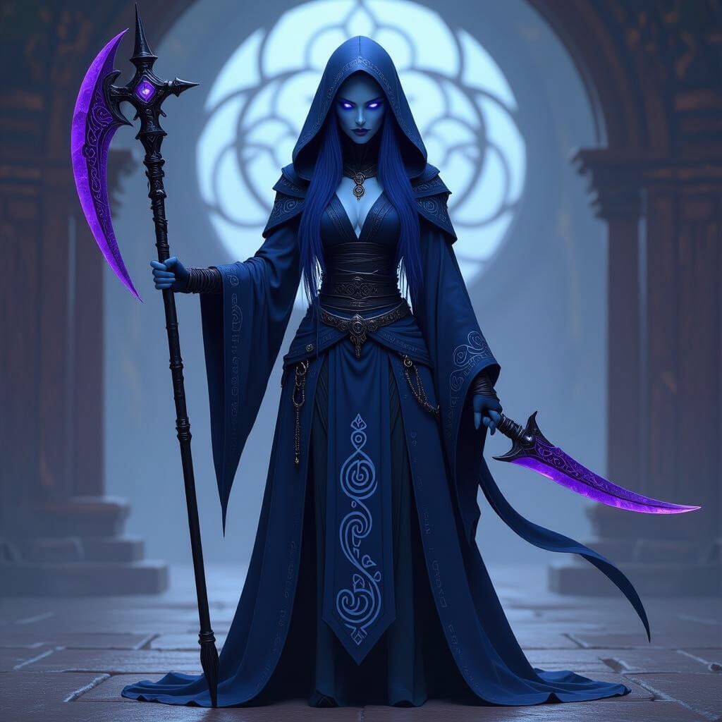 Alien Cleric with Halberd in Fantasy Setting