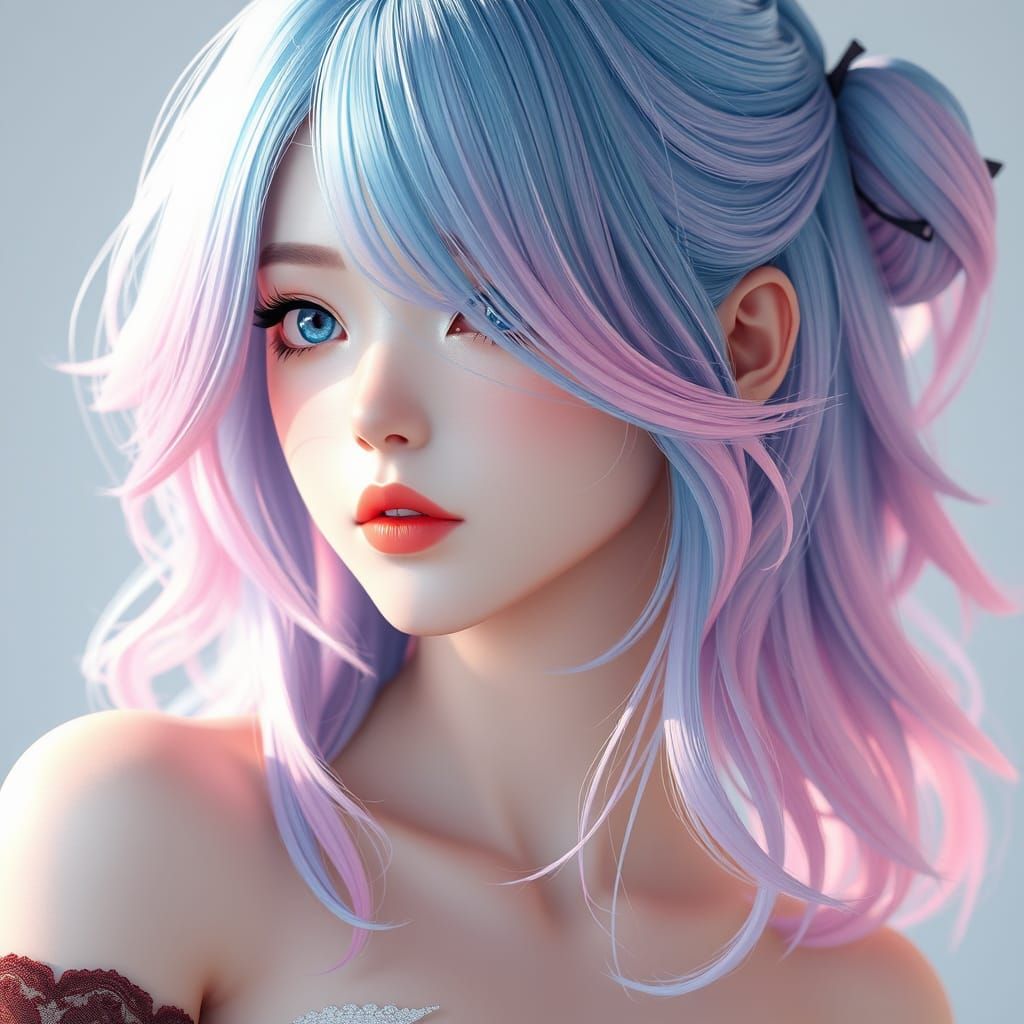 Ethereal Anime Goddess in Pastel Hues