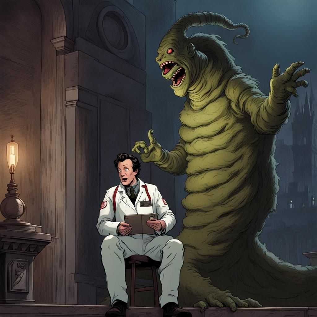 Venkman Jokes with Zuul: A Gothic Horror Scene