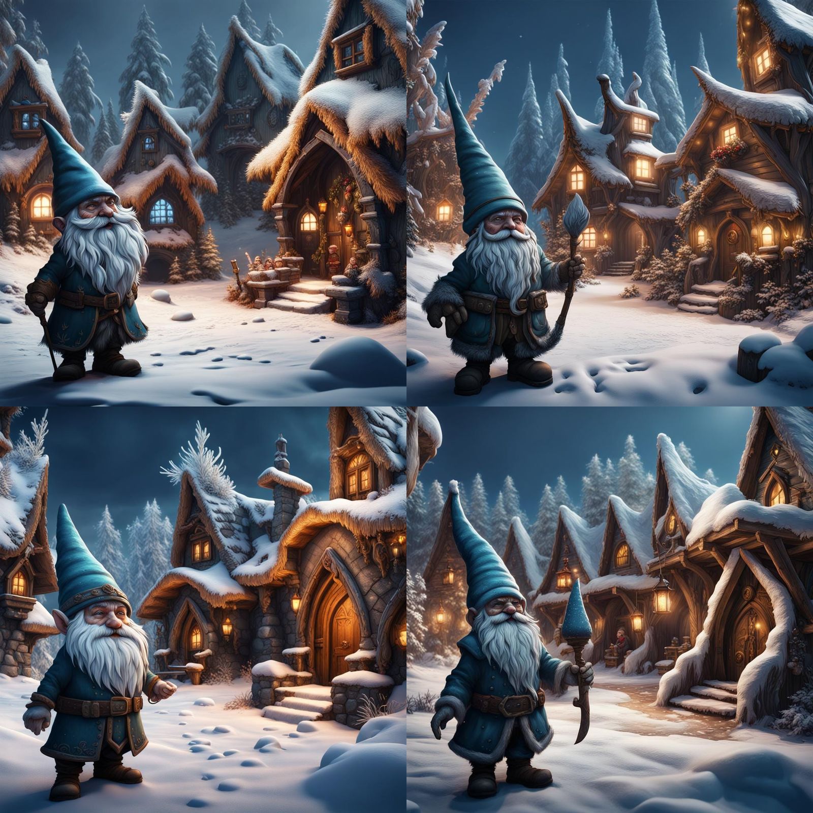 Fantastical Winter Gnomes in Detailed Matte Painting