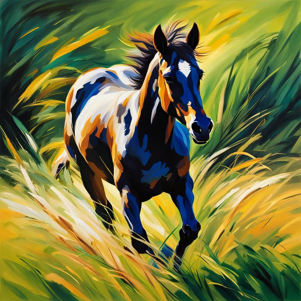 Energetic Foal in Abstract Expressionist Style