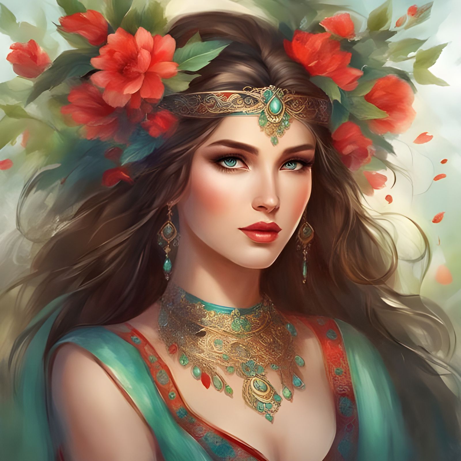 Portrait of a Tatar Woman in the Style of Royo