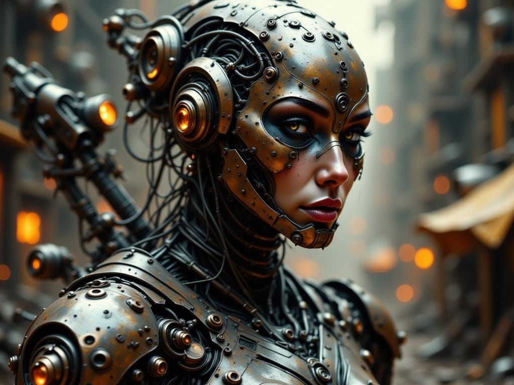 Cyborg Warrior in Nightmarish Alien World