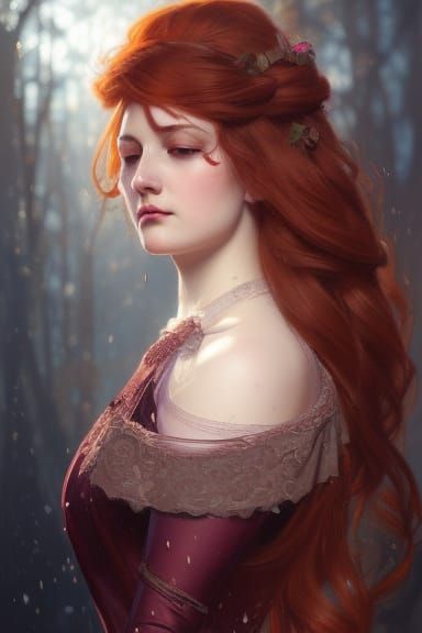 Victorian Woman Portrait in Art Nouveau Style