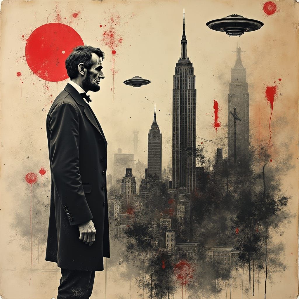 Abraham Lincoln Profile in Dadaist Photomontage