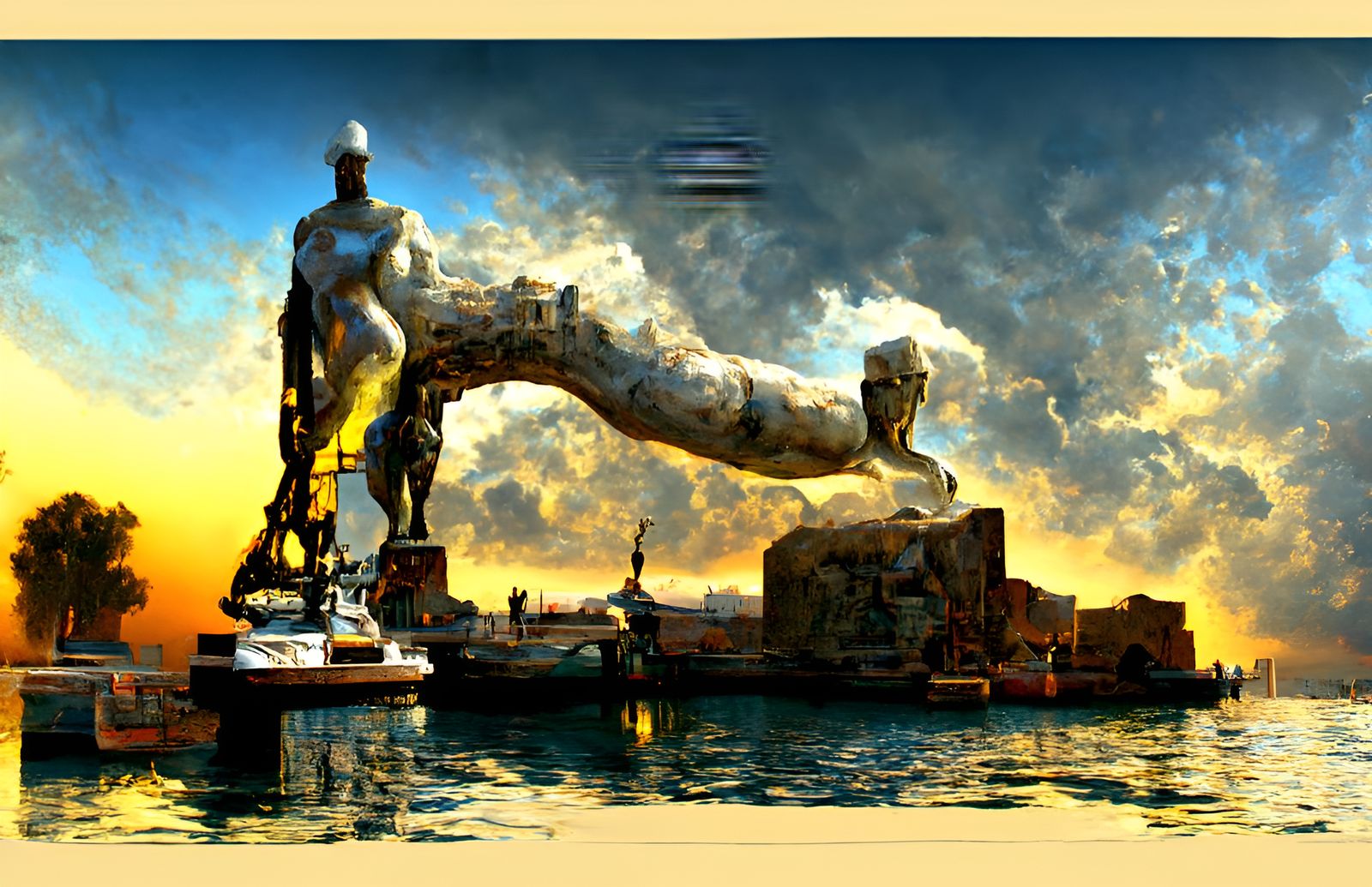 Colossus of Rhodes: Gigantic Marble Warrior Sculpture