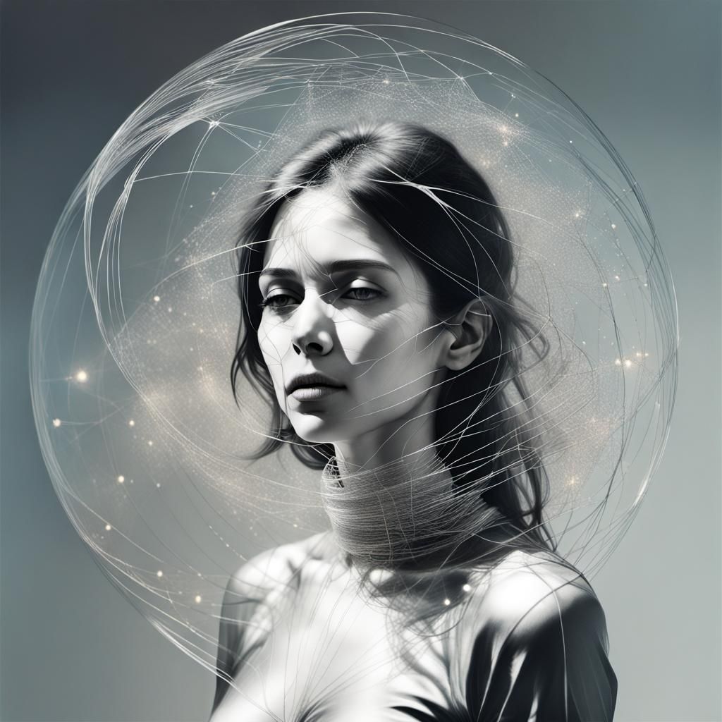 Stainless Space Physicist in Sparklecore String Theory Art