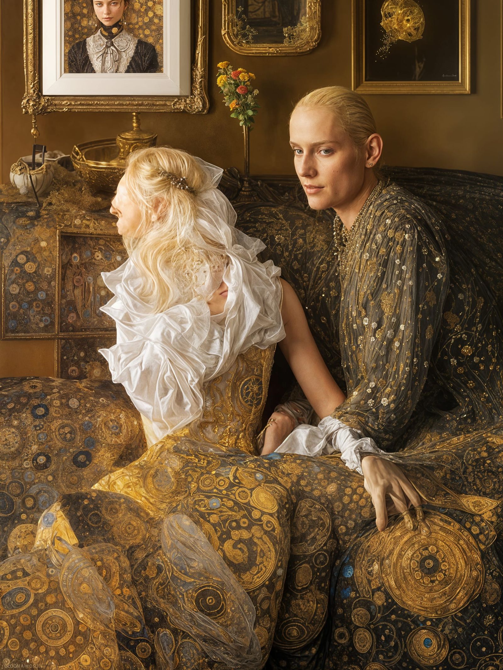 Elegant Woman in Hyperrealist Dreamscape Painting