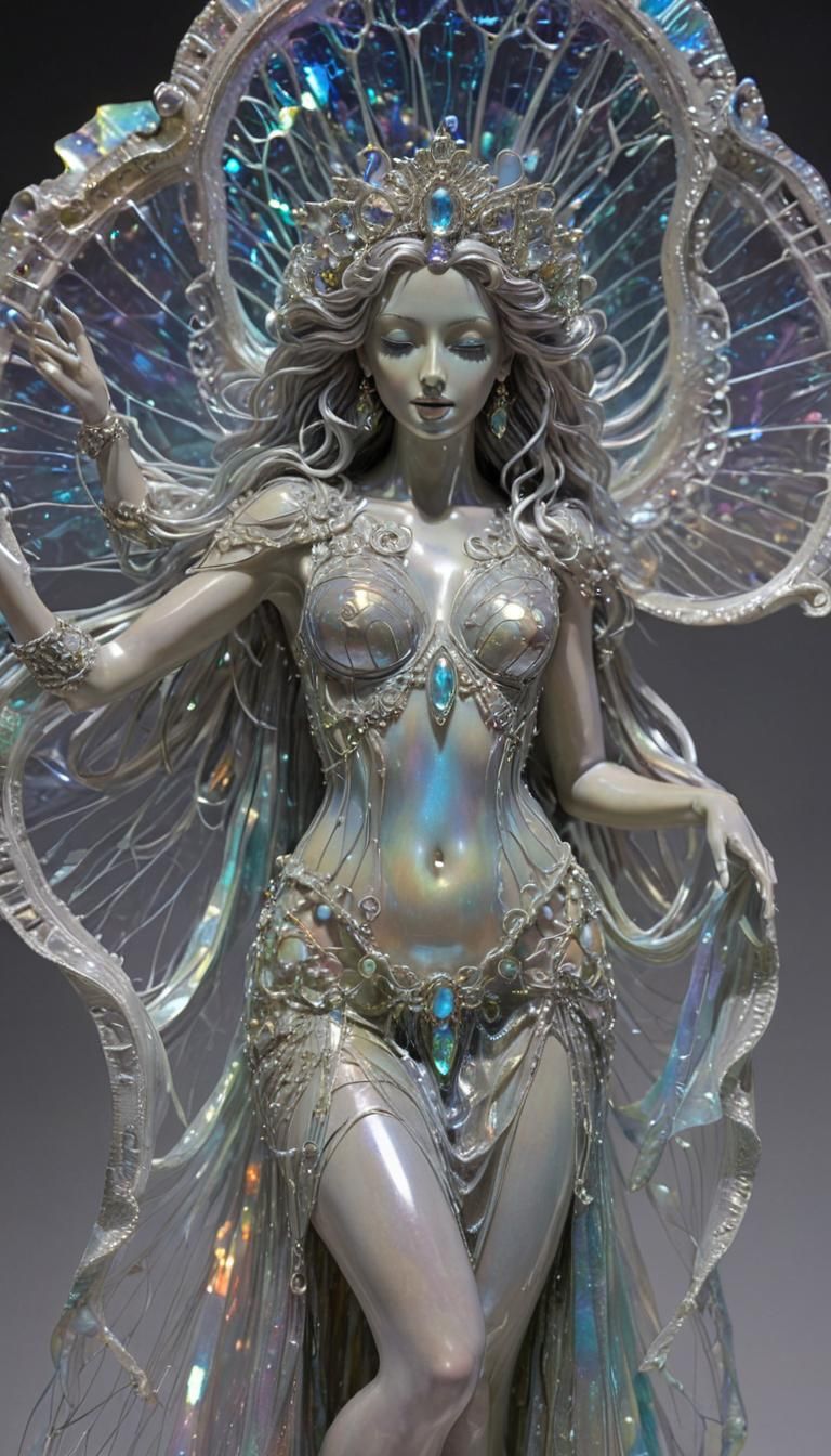 Spectrolite Opalescent Psychedelic Intricately Ethereally Gossamer Sculpture Illusionary Holographic Empress