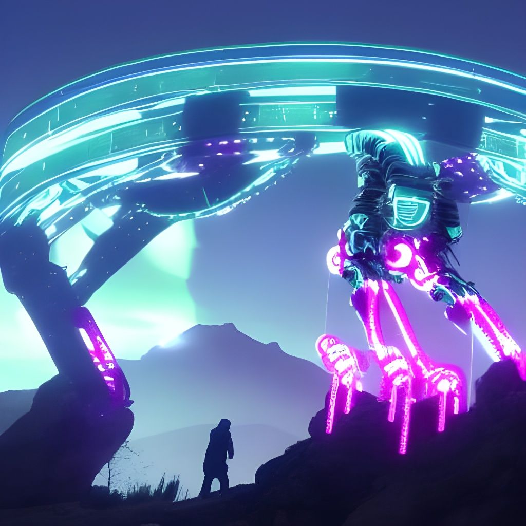 Mountainous Neon Outpost