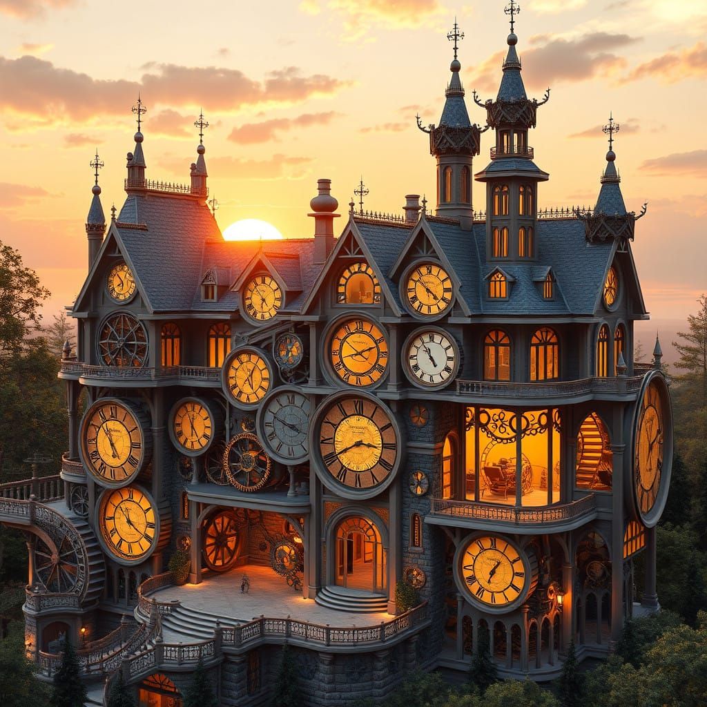Mysterious Timeless Mansion in Golden Light