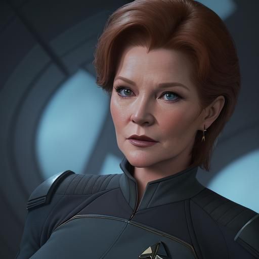 Romantic Kiss in Starfleet Uniform: Detailed Digital Art