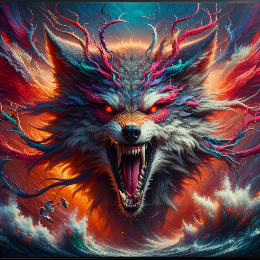 Enraged Jackal in Fantastical Matte Painting Style