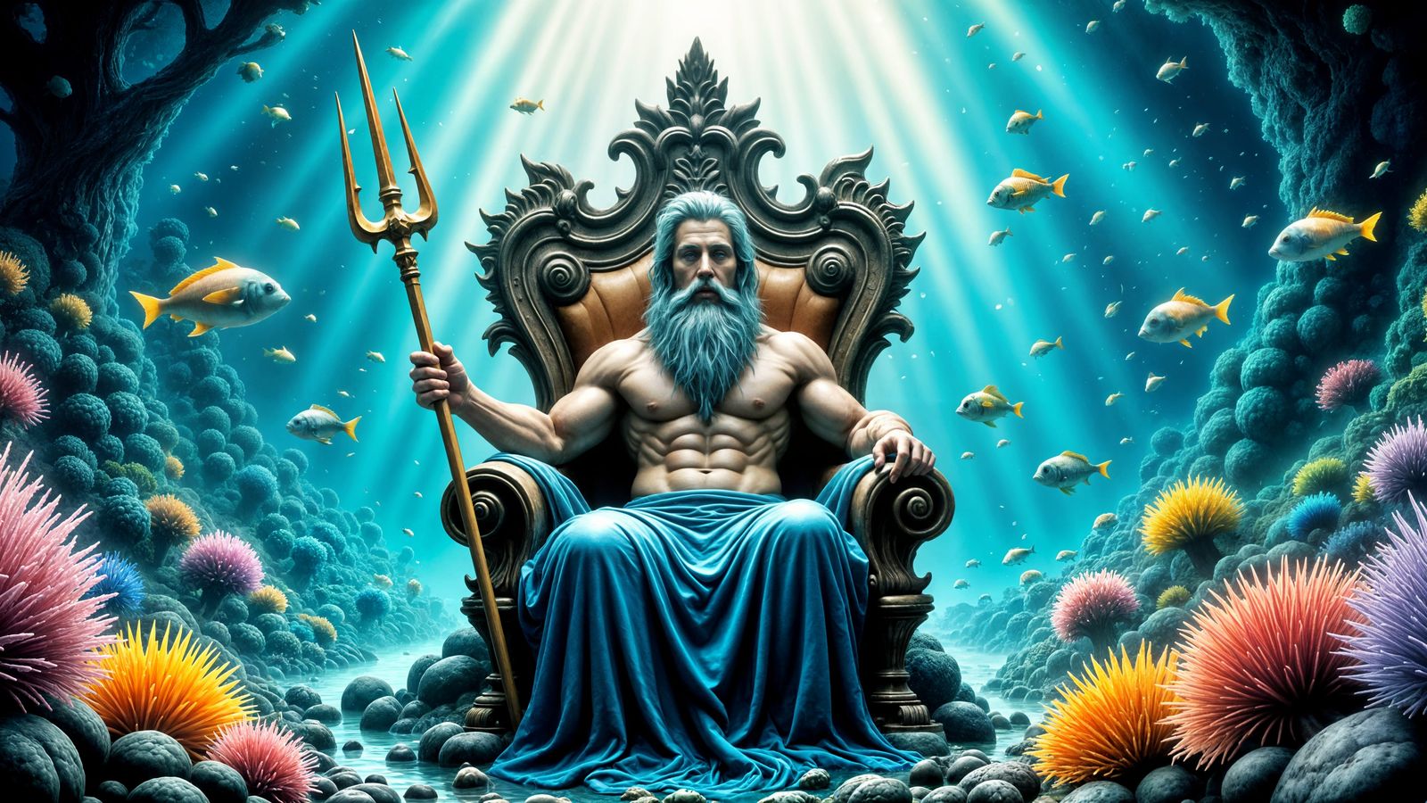 Neptune's Underwater Throne in a Fantasy Landscape