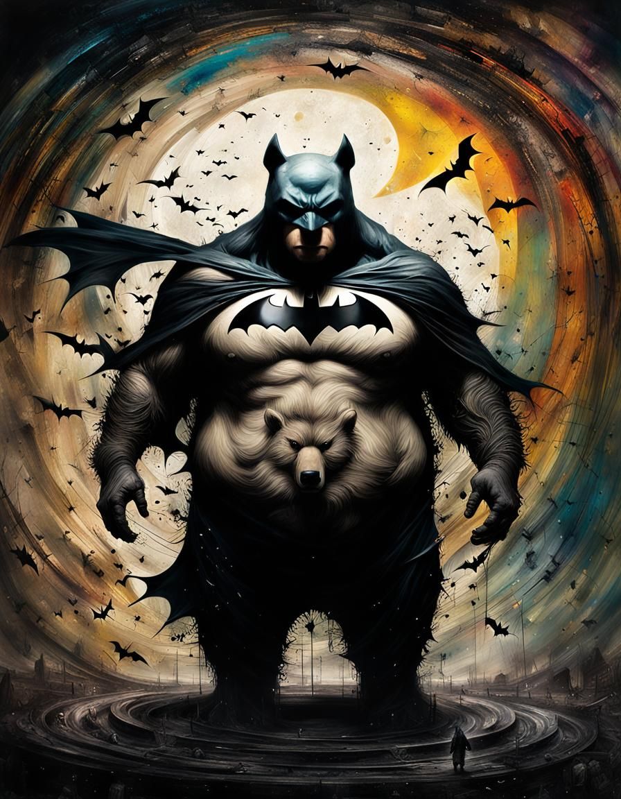 Robotic Bear Cyborg in a Volcanic Landscape