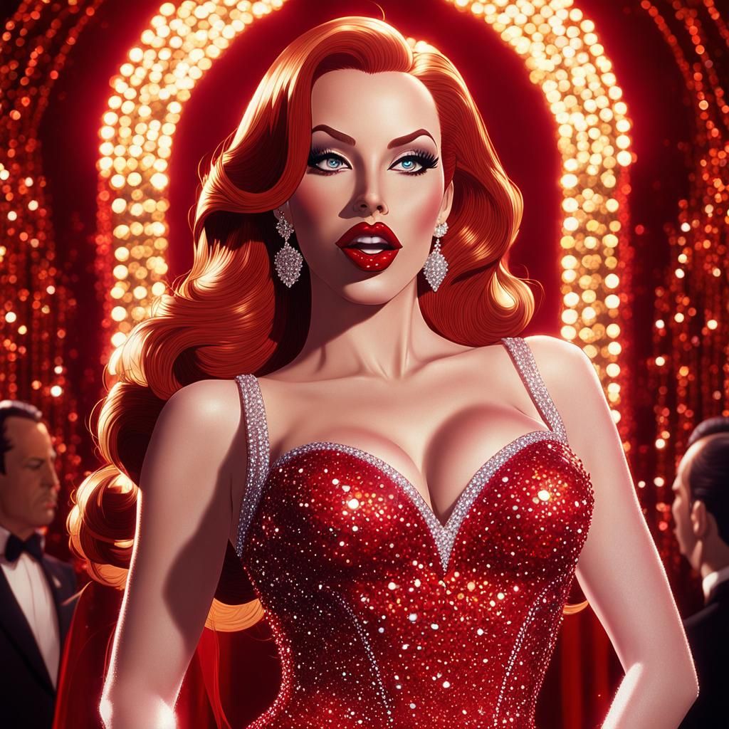 Jessica Rabbit Sparkles in Elegant Digital Art
