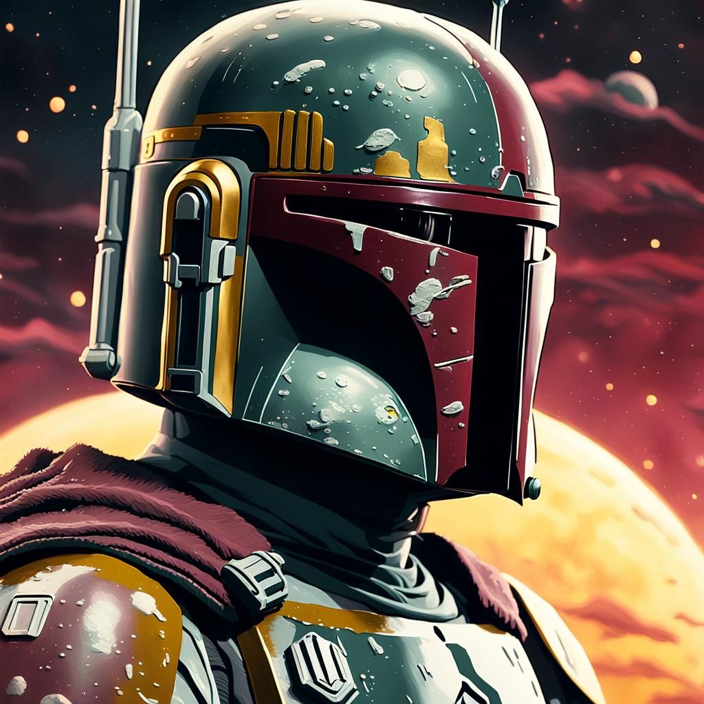 Dreamlike Boba Fett Angelcore Digital Painting