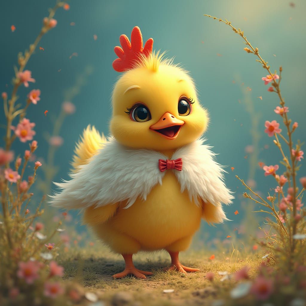 Whimsical Chicken-Duck Hybrid in Impressionist Style