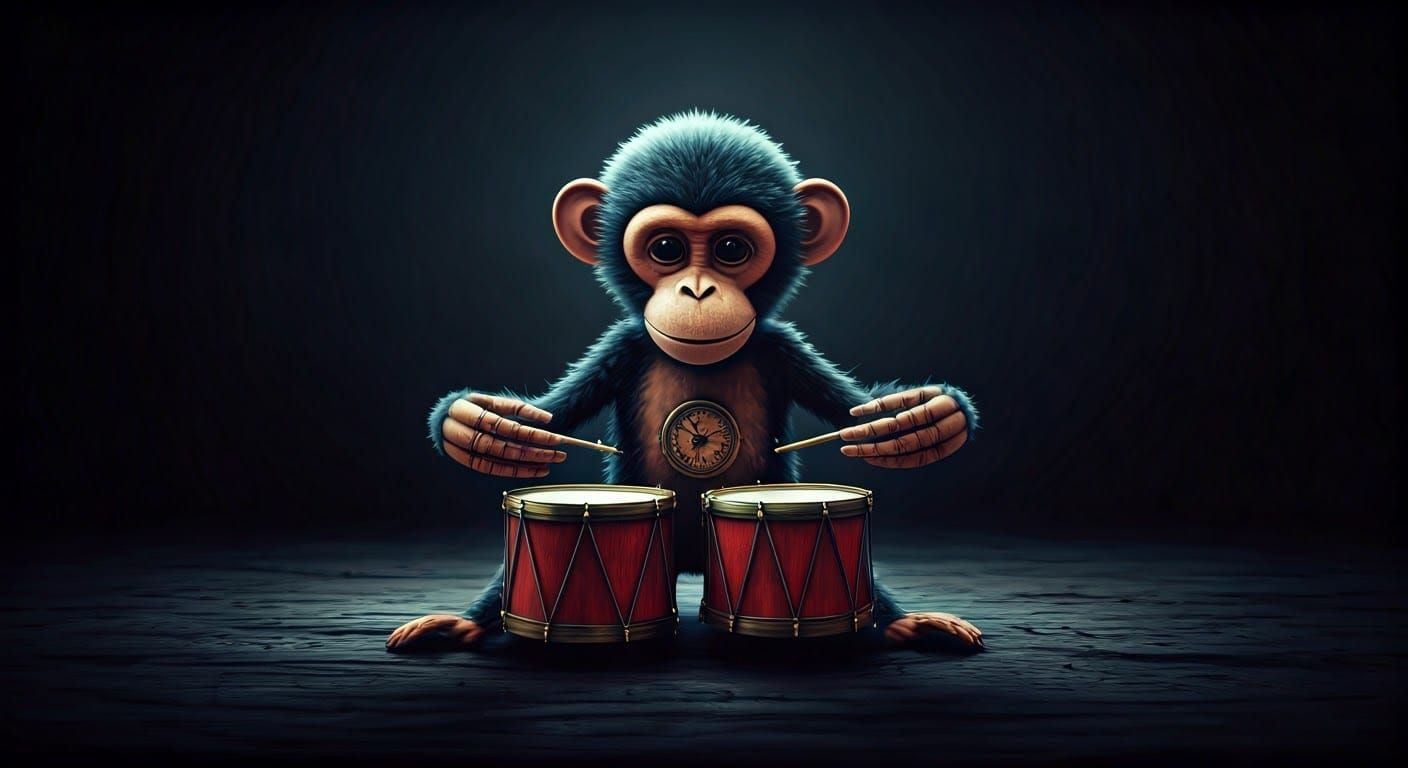 Clockwork Monkey in Cosmic Horror Art Style