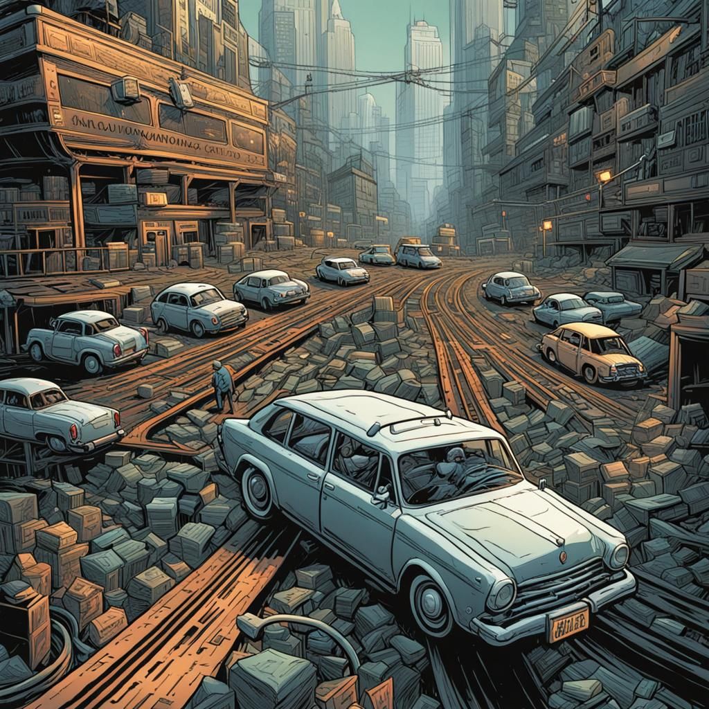 Autonomous Car Trolley Problem in Comic Book Style