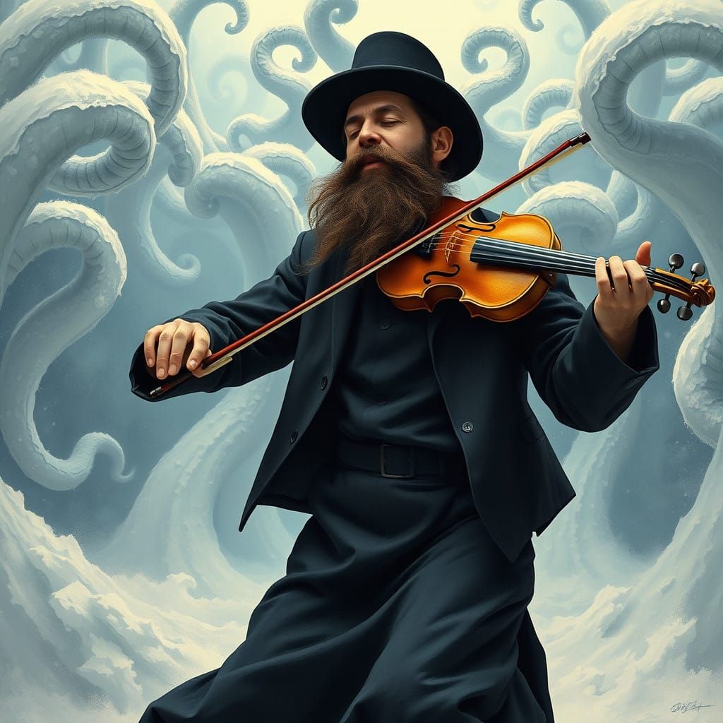 Chabad Rabbi Plays Violin in Macabre, Surreal Landscape