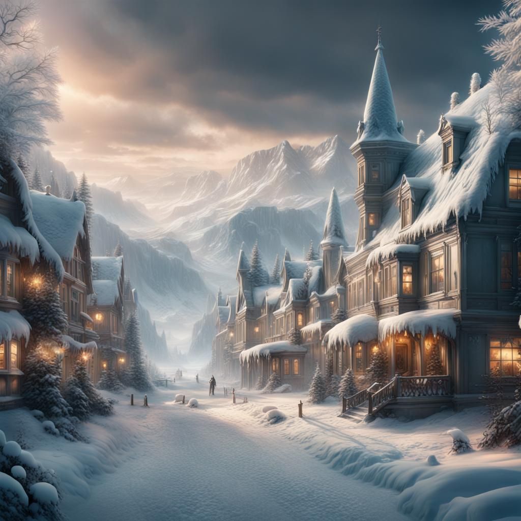 Dramatic Winter Wonderland Digital Matte Painting