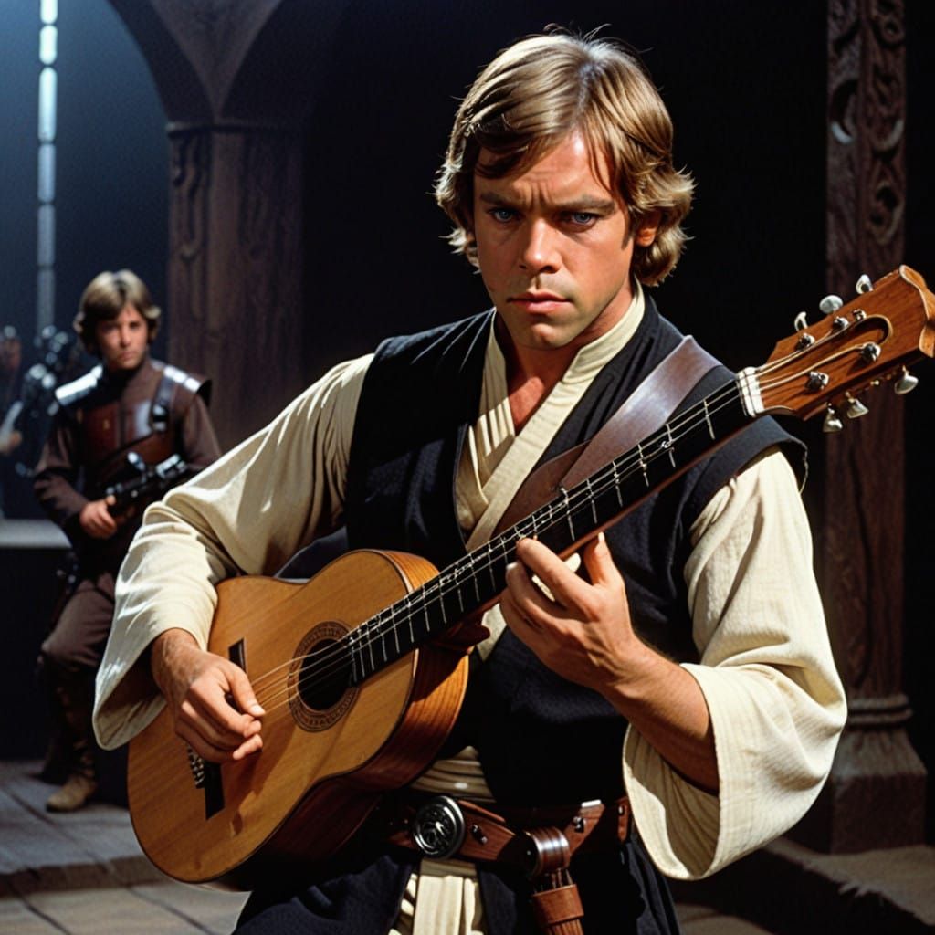 Jedi Musician Plays Lute in Majestic Attire