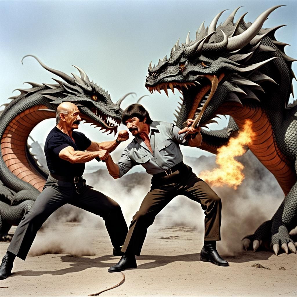 Man Battles Dragon in Epic Confrontation