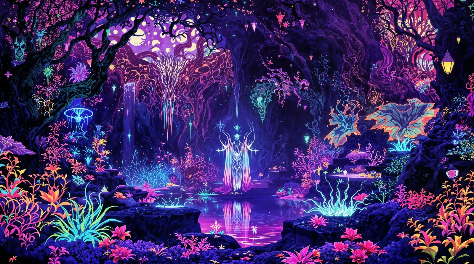 Blacklight Garden of Paradise, Hieronymus Bosch Style