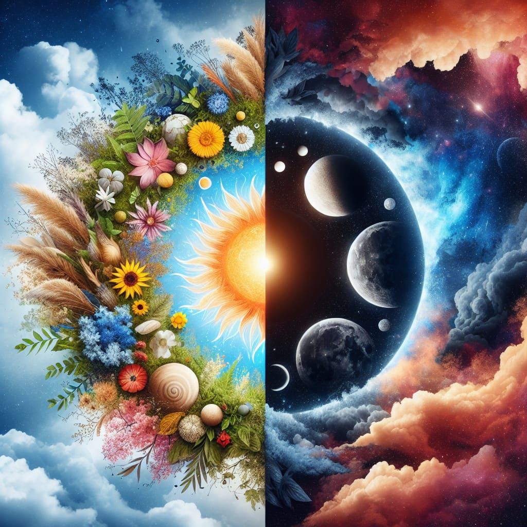 Duality: Contrasting Day and Night Landscapes