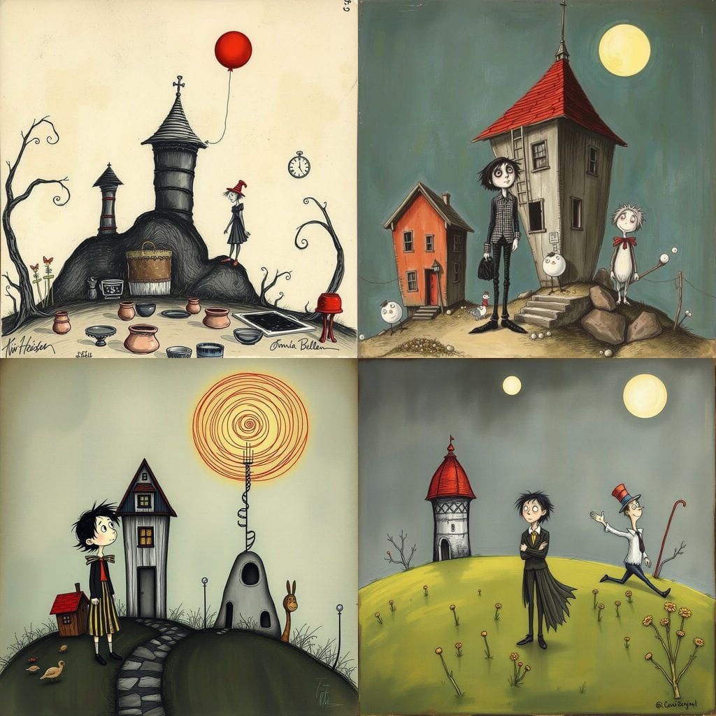 Surreal Whimsical Landscape in a Dark Fantasy Aesthetic