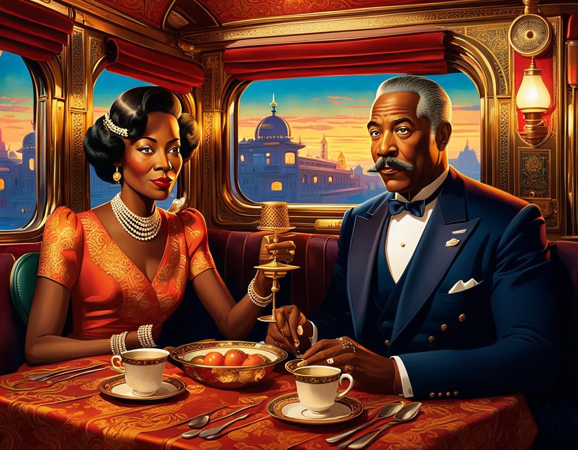 Folk Art Couple on the Orient Express