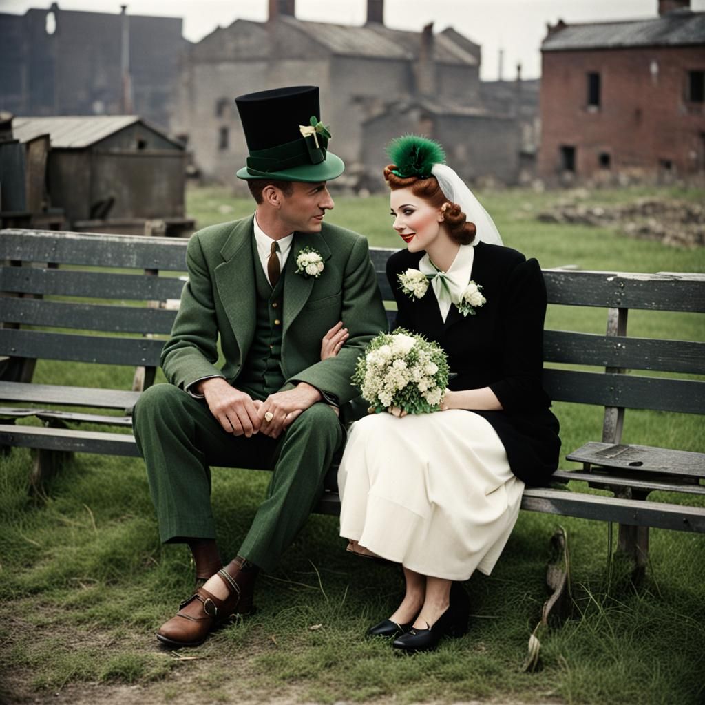 1943 Factory Wedding on St. Patrick's Day